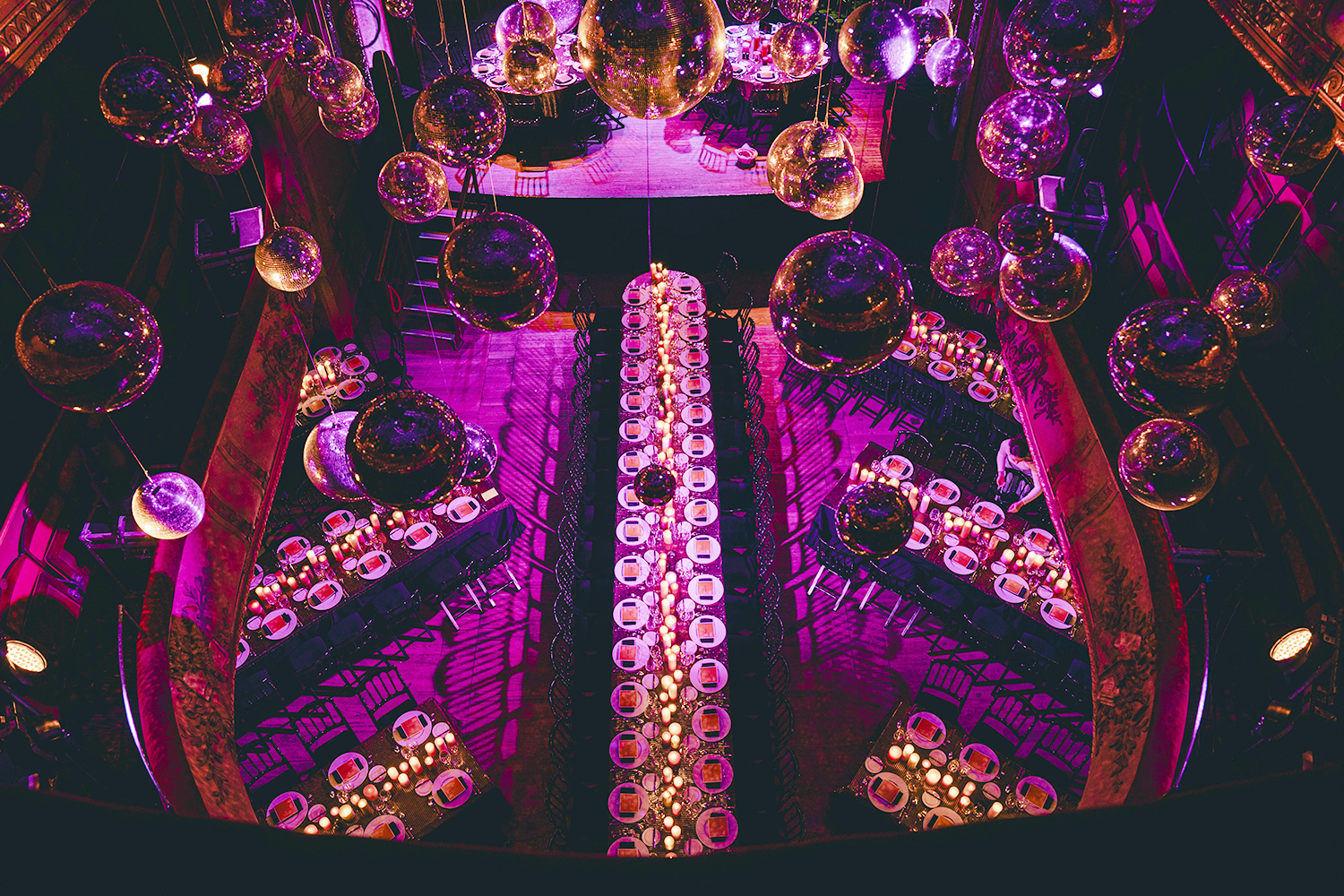 Vaudeville Theatre Disco Party Private Top view tables Purple lights