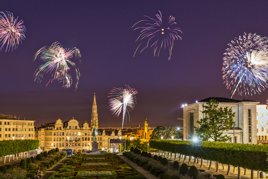 Brussels Belgium National Day Firework from Mont des Arts